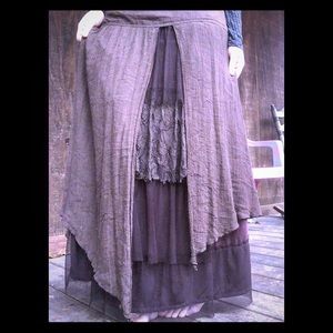 Layered Boho Hippie Skirt - Brown Maxi Skirt